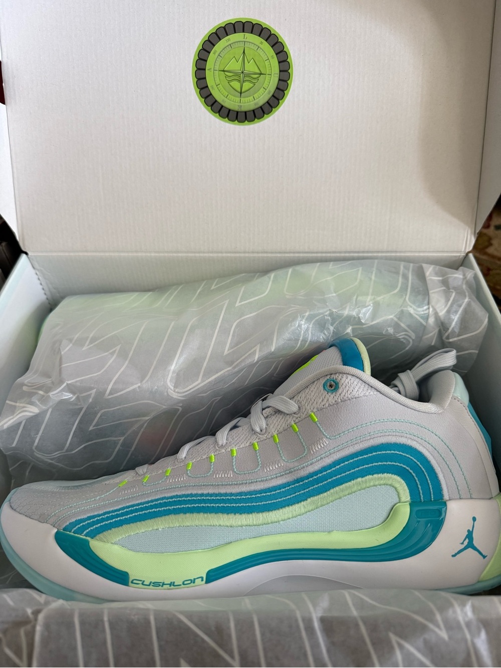 Nike Men’s Athletic Sneakers in White, Teal, and Lime